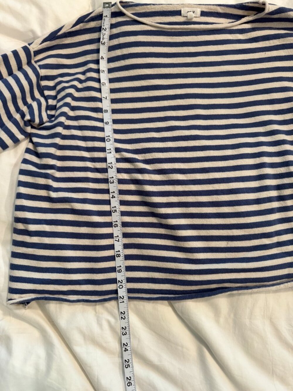 Aerie Blue Cream Striped Oversized Boat Neck Sweater Top M - Picture 6 of 13